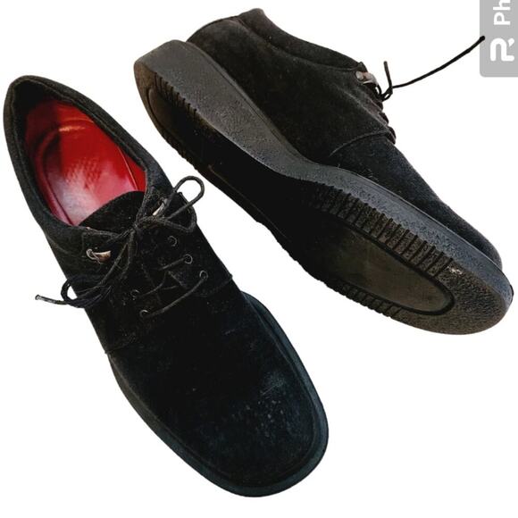 SALVATORE FERREGAMO SPORT SUEDE LACE UP BLACK  SHOES SIZE 8 1190 - Picture 1 of 9